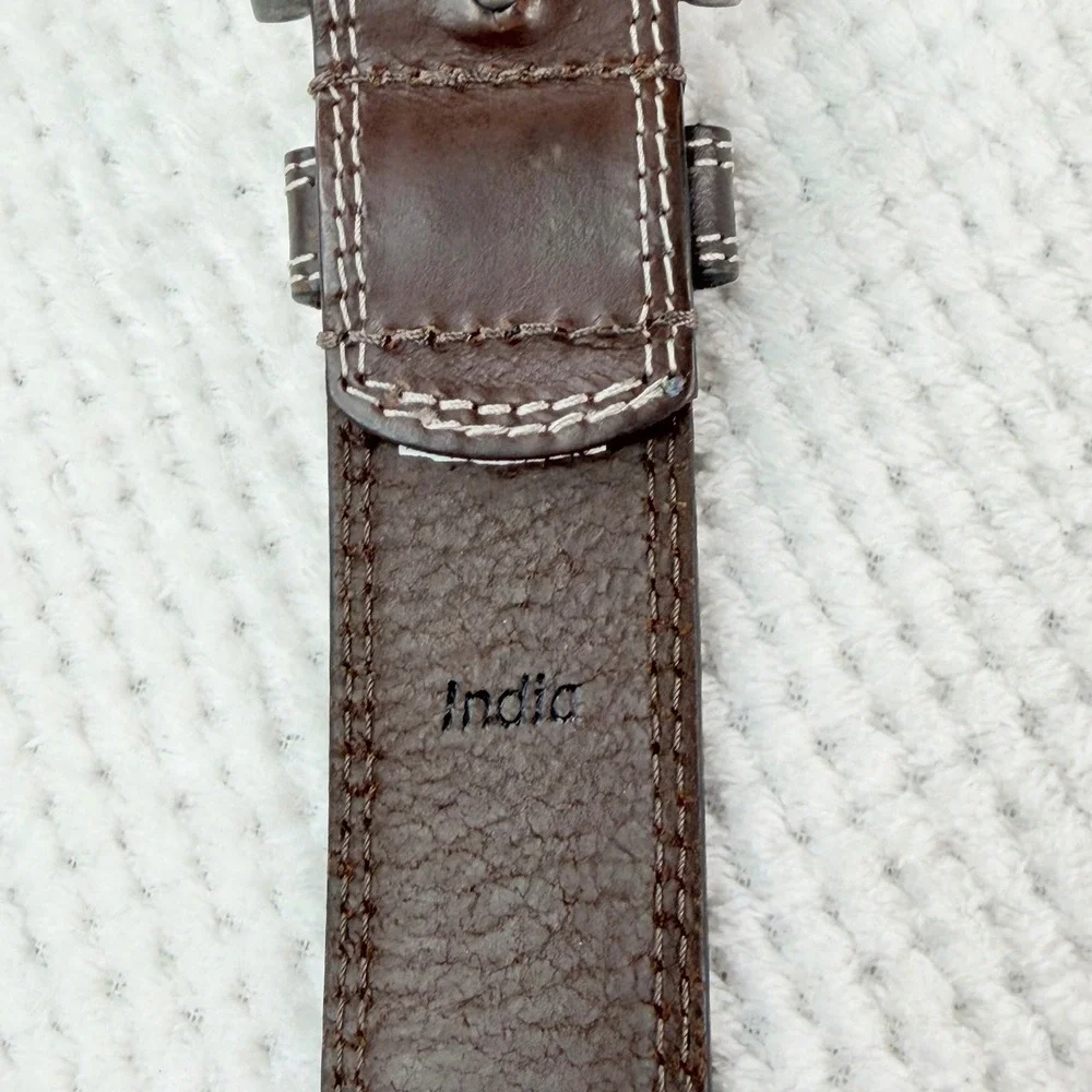 Timberland PRO Mens Brown Full Grain Leather Work Belt Size 50 Double Stitched